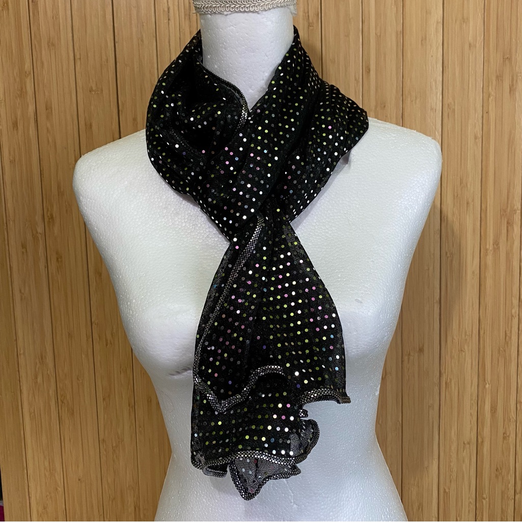 Women’s Black Sparkly Sequins Party Scarf